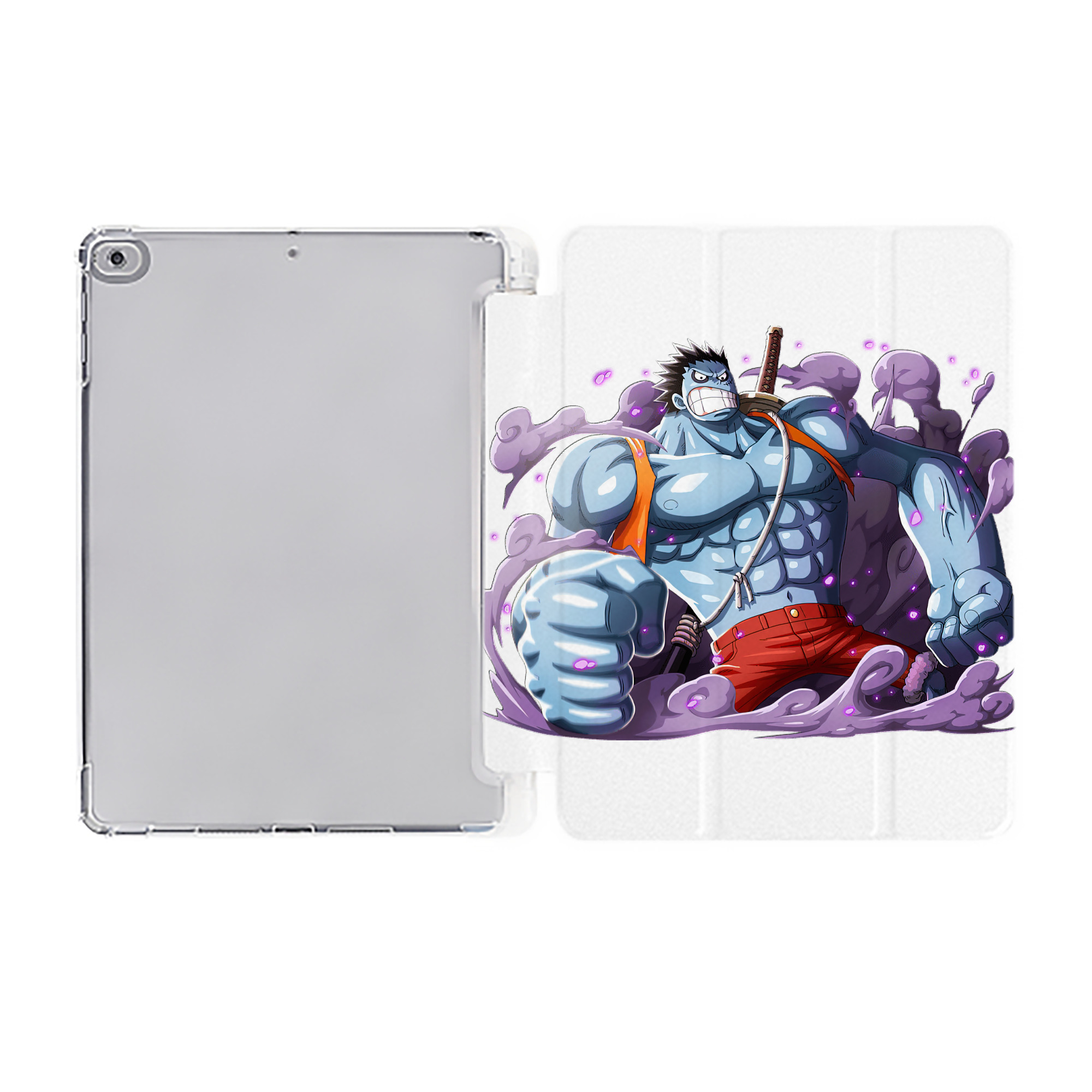 （画像用） ワンピース モンキー・D・ルフィ ONE PIECE Monkey D. Luffy IPad ケース ペン収納付き 三つ折りスタンド PUレザー×シリコン 対応機種9.5/10.5/10.9インチ